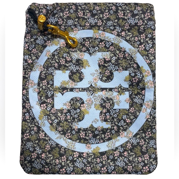 Tory Burch Floral Drawstring Pouch Bag With Leash Clip - Picture 1 of 7
